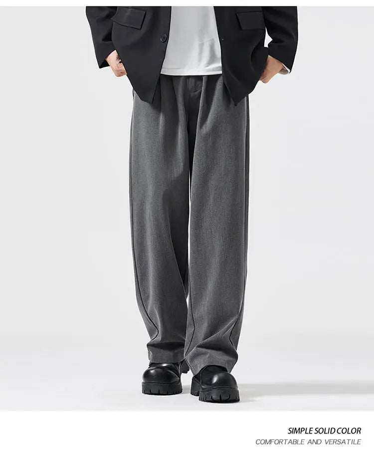 suit pant men korean streetwear fashion loose casual plus size straight suit pant office man commuter pants trousers unique default style 2230