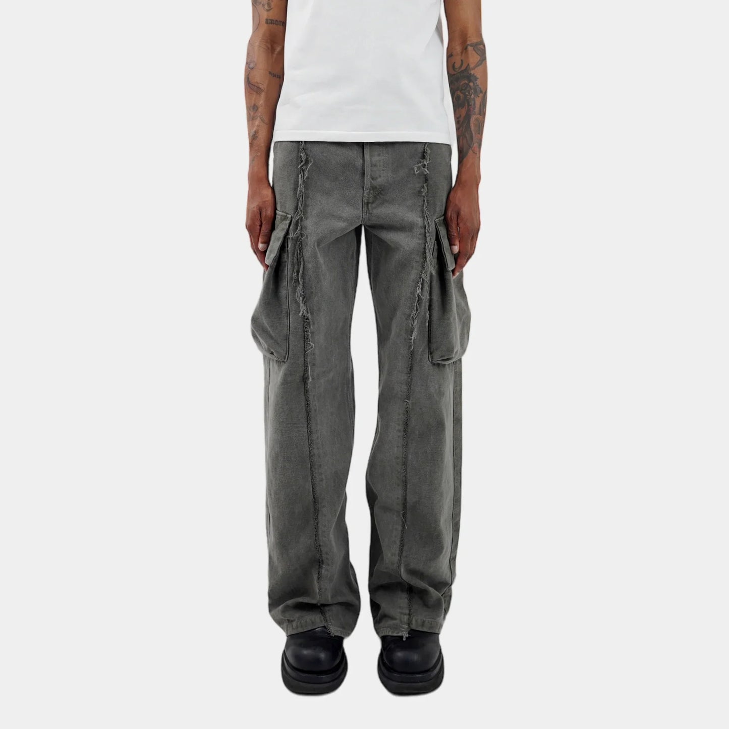y2k streetwear tassel multi pocket jeans for men straight solid baggy cargo pants pantalones hombre casual denim trousers unique cargo style 767
