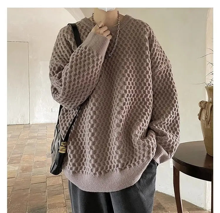 layered flame street knit, photo-ready knit, trendy urban fashion top for men, layered streetwear look