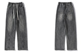 fashion loose streetwear denim pants unisex casual drewstring elastic waist jean pants hip hop trousers joggers mens baggy jeans unique joggers style 3250