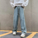 men jeans straight leg jeans boys american fashion wash old side stripes wide leg pants autumn vintage overalls unique jeans style 3915