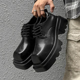 High Street Increase Derby Shoes Men's Streetwear Fashion Thick Sole Platform PU Leather Casual Luxury Designer Shoe