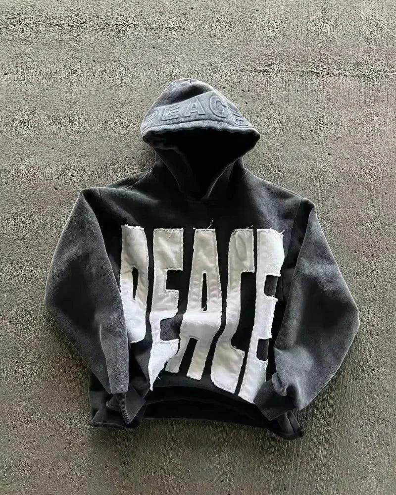 American Fashion Trend Joker Fleece Padded Zipper Hoodie Men Street Y2