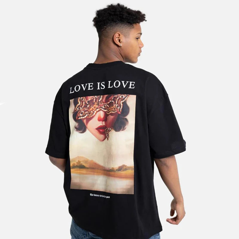 Sadcore Oversized shirt – 2023 Hip Hop Men T Shirt Streetwear Butterfly Girl Letter Gr