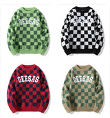 rainbowtouches streetwear men sweaters winter clothes long sleeve casual knitted tops harajuku plaid pullovers couple sweater Y2K vintage urban hoodie, trendy hip hop style outerwear, streetwear fashion hoodie