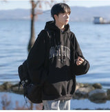 Spring and Autumn Trendy Hip Hop American High Street Men and Women Retro Letter Printed Hoodie Couple Loose Casual Top y2k