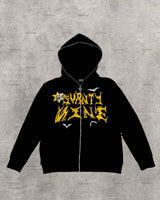 American Gothic Cartoon Letter Print Oversized Hoodie Womens Y2K Stree