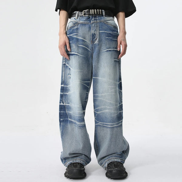 vintage blue baggy jeans man loose straight denim pants harajuku hip hop jeans trousers men vintage washed jeans