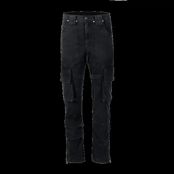 high street multi pockets tooling pants men army green cargo pants hip hop mopping trousers with band unique cargo style 212