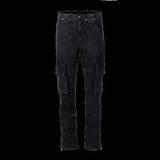 high street multi pockets tooling pants men army green cargo pants hip hop mopping trousers with band unique cargo style 212