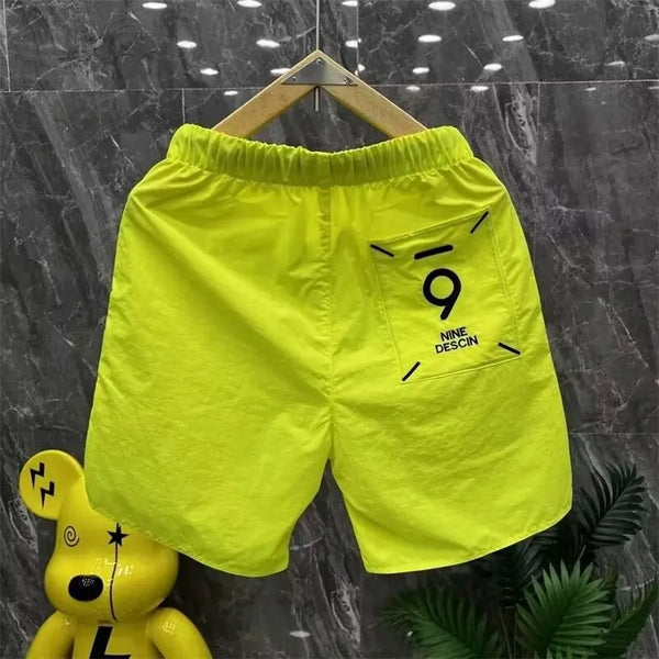 New Men's Casual Beach Shorts Breathable Quick Dry Vintage Personality  Shorts Hip Hop High Street Streetwear Drawstring Shorts