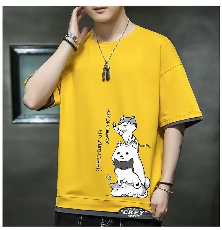 Y2k Aesthetic piece – New Mens Harajuku T Shirt Japan Graphic Hot Sale Cartoon Cas