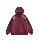 American Street Ins Gray Hooded Sweatshirt Jacket for Boys Retro Street Y2K Loose Splicing Contrasting Zipper Cardigan Top
