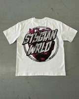 Vaporwave Chrome logo – Y2K Fashionable Gothic Punk Devil Pattern Printed T Shirt Me