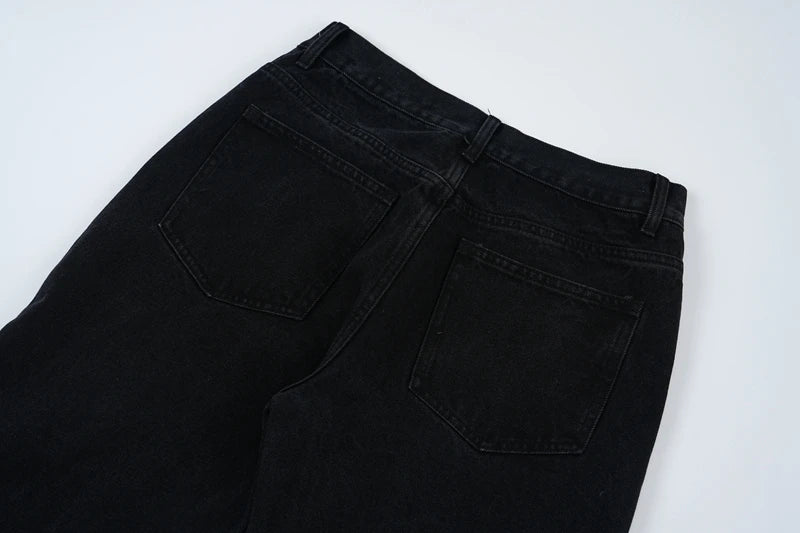 y2k streetwear embroidered ripped wide jeans for men washed destroyed torn flared jean male tassels hip hop jeans pants baggy unique jeans style 702