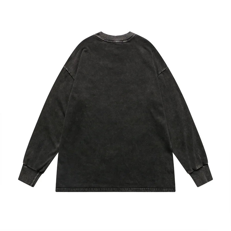 Rainbowtouches Washed Long Shirts For Men Fashion Design Printed Cotton Tidal Current Comfortable Style Black Men's Clothing