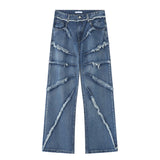 2023 european and american mens jeans new products personality trend hip hop fringed loose wide leg denim trousers unique jeans style 707