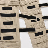 fashion velcros denim jean pants streetwear mens new casual hip hop streetwear tactical straight trousers joggers men y2k pants unique joggers style 3672