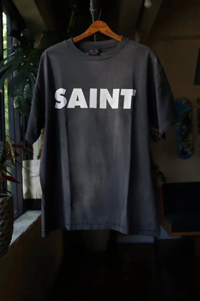 Y2K Graphic Tee – 2024 High Quality Saint Letter Print Casual Short Sleeve Men – Urban Streetwear for Men & Women