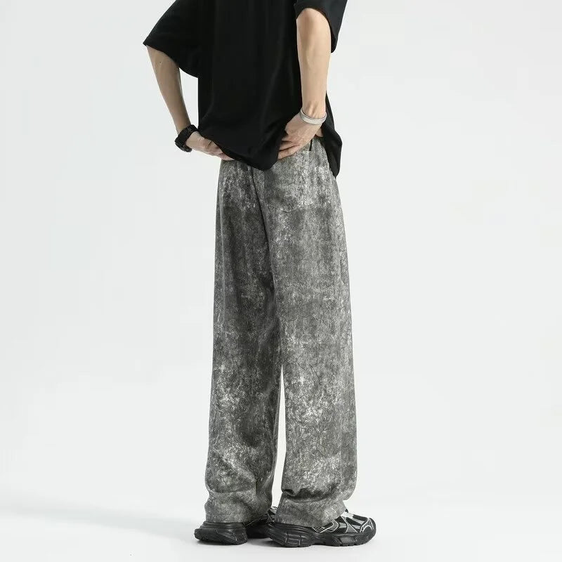 2024 goth tie dye corduroy pants mens autumn baggy wide leg straight casual trousers women drawstring hip hop y2k sweatpants casual joggers