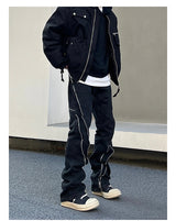 retro washed denim jean pants 2023 new casual zipper open loose straight jeans hip hop y2k pants mens jeans streetwear joggers unique joggers style 4203