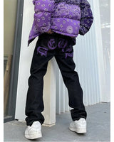 y2k retro sanskrit black jeans street casual pants punk male hip hop print loose harajuku mens straight pants ins hot sale unique jeans style 4764