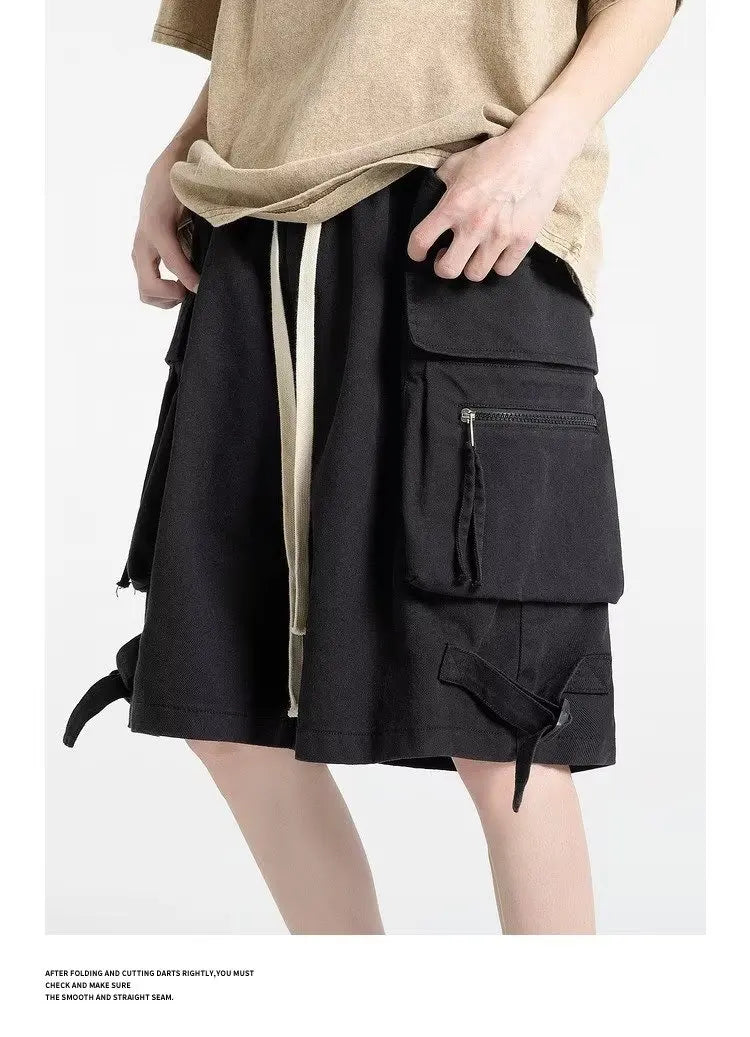 Mens Cotton Cargo Shorts Men Multi Pocket Solid Tactical Cargo