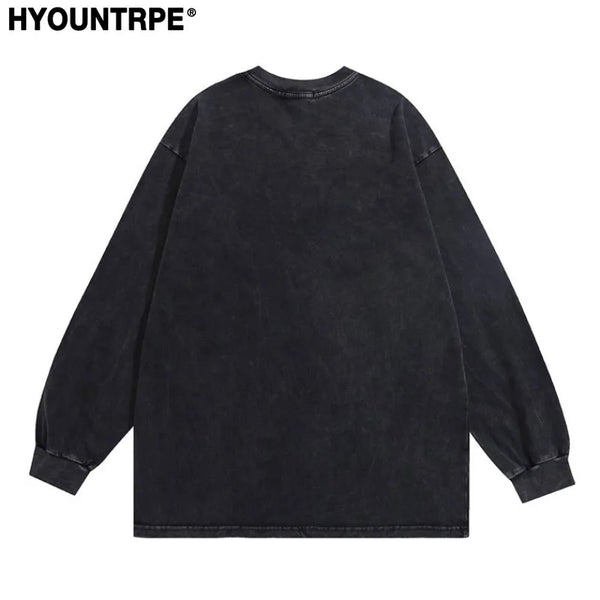 Gothic Vintage t-shirt – Distressed Washed T Shirt Harajuku Skull Letter Pritned Unis