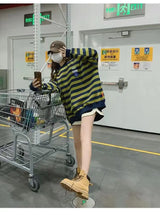 Original Korean New Style Loose Striped Sweatshirt American Harajuku C