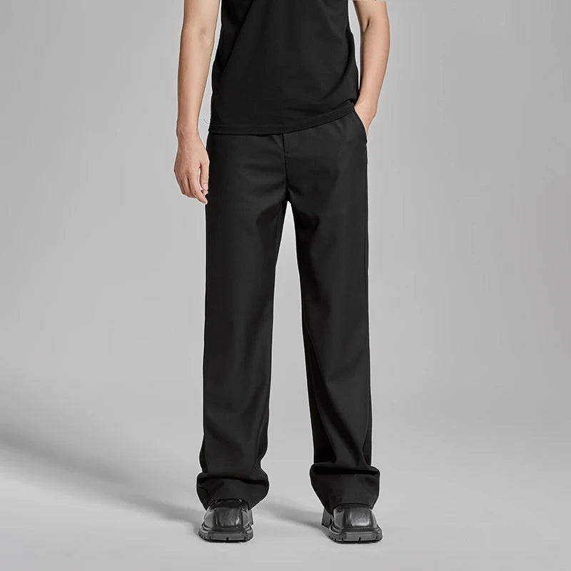 extended length edition men streetwear fashion hip hop vibe straight black pant casual business suit long pants trousers urban fashion pants