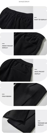 autumn mens high street pleated straight pants korean fashion elastic waist pockets trousers y2k vintage pantalones hombre unique default style 732