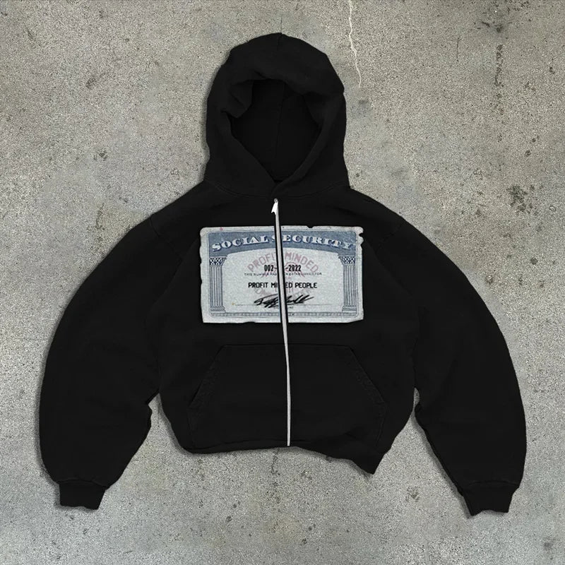 Printed Personalized Patterns Street Style Street Hooded Cardigan Long