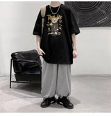 Harajuku Angelcore design – Funny Middle Finger Bear Graphic Short Sleeve Tee Shirts Men