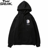 Embroidery Funny Cat Hoodies Sweatshirt Men Hip Hop Winter Fleece Pull