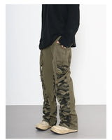 men patchwork camouflage cargo pants streetwear side pockets harajuku joggers unisex hip hop baggy loose straight flare trousers unique joggers style 2846