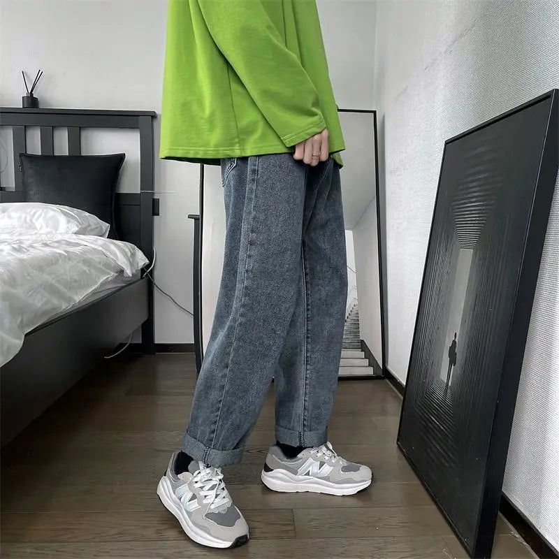 2023 spring new luxury fashion loose straight jeans men retro fashion high street pants boutique clothing simple style unique jeans style 3815