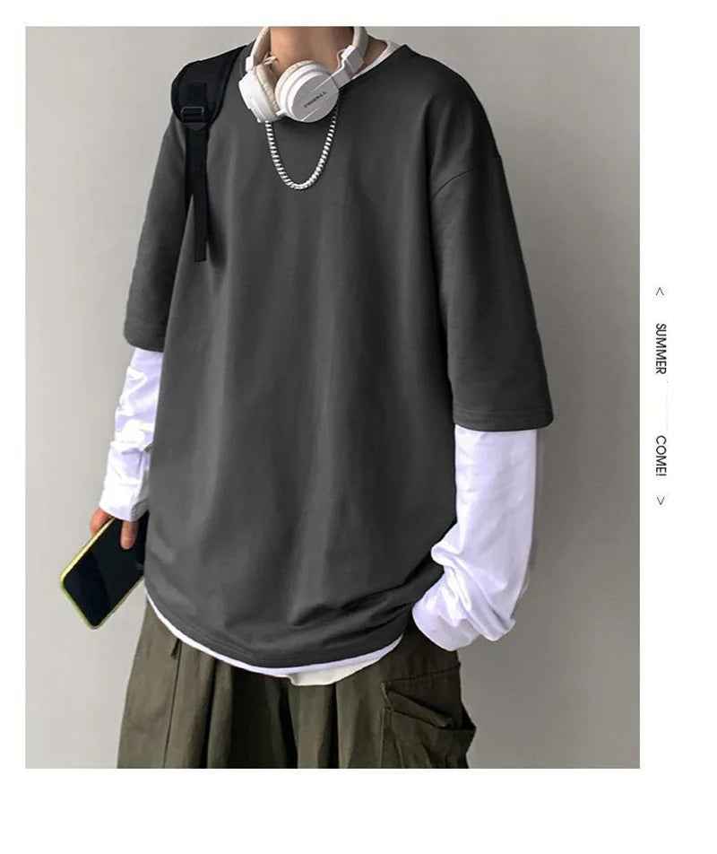 Sadcore Vintage print – Autumn Mens Casual Long Sleeve T Shirt Plus Size Sweatshirts