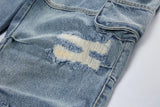 mens baggy jeans side big pocket distressed ripped denim jean straight pants high street cargo jean pants hip hop joggers jeans unique joggers style 3000