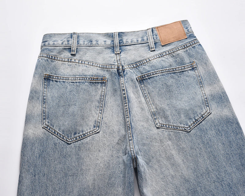 kanye west heavy industry high street jeans straight tube washed knives cut ground edges sagging jeans pants holes for men unique jeans style 2032