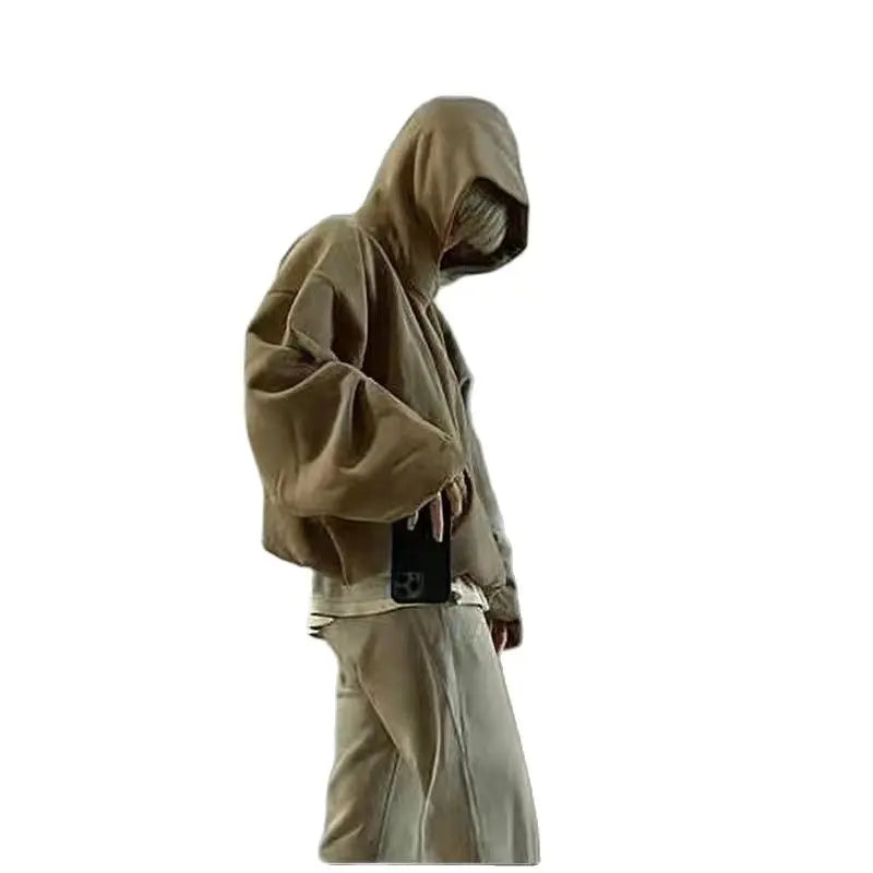 trapwear aesthetic drop featuring autumn and winter kanye high street yzy double layer fabric clip cotton mens and womens large hoodie