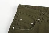 military green cargo jeans pants thin streetwear skinny micro horn ripped jeans hip hop raw edge speckle ink washed slim jeans unique cargo style 3527