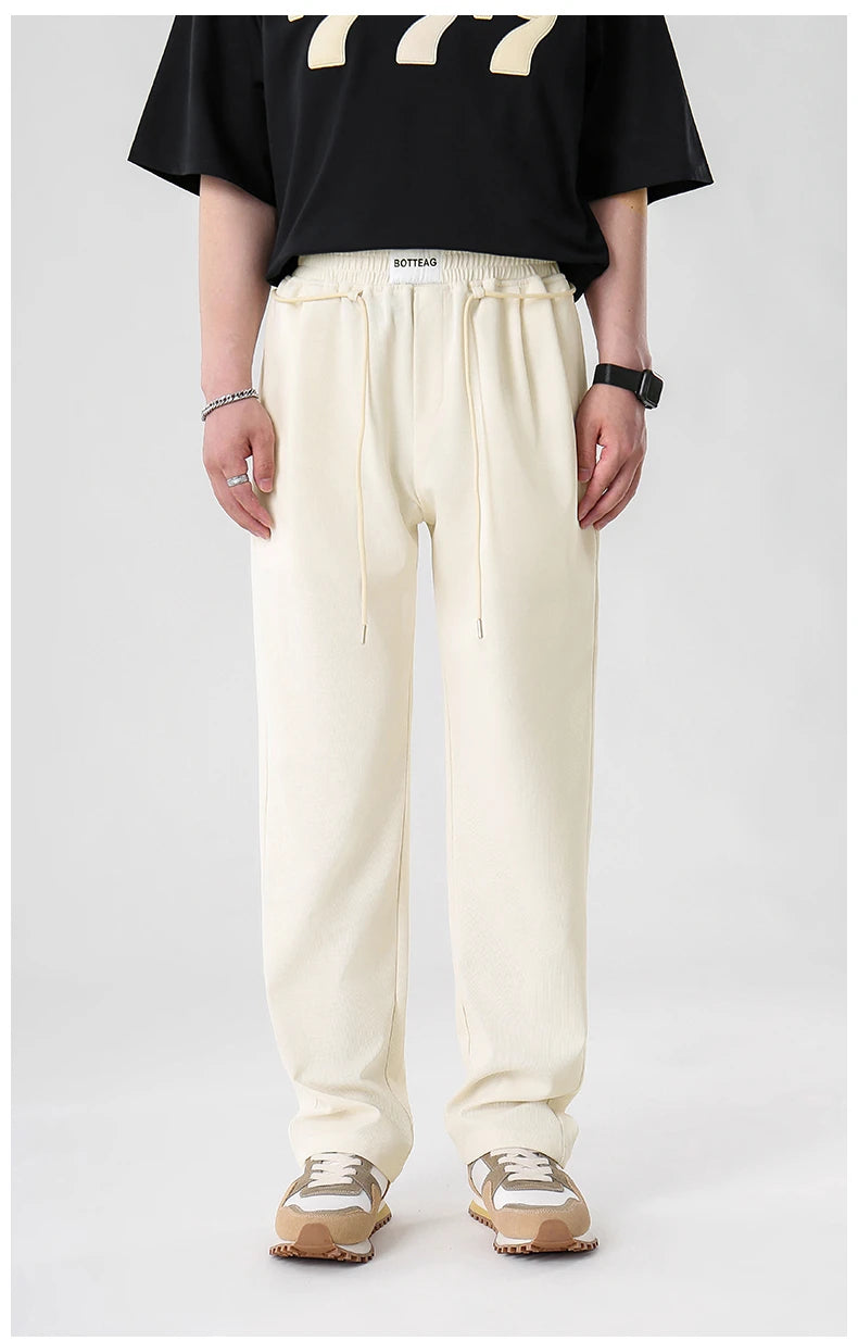 mens pants casual elastic waist drawstring straight trousers streetwear new fashion traf homme pants unique default style 3288