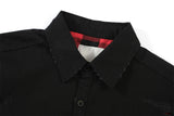 Undermycar 2023 New Worn Out Heavy Work Durable Splice Extra Large Loose Plaid Shirt with Black and Red Plaid