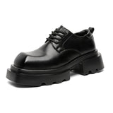 High Street Increase Derby Shoes Men's Streetwear Fashion Thick Sole Platform PU Leather Casual Luxury Designer Shoe