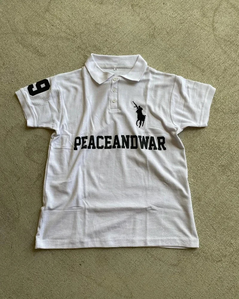 Vaporwave Aesthetic print tee – European And American New Letter Printed Lapel Short Sleeved