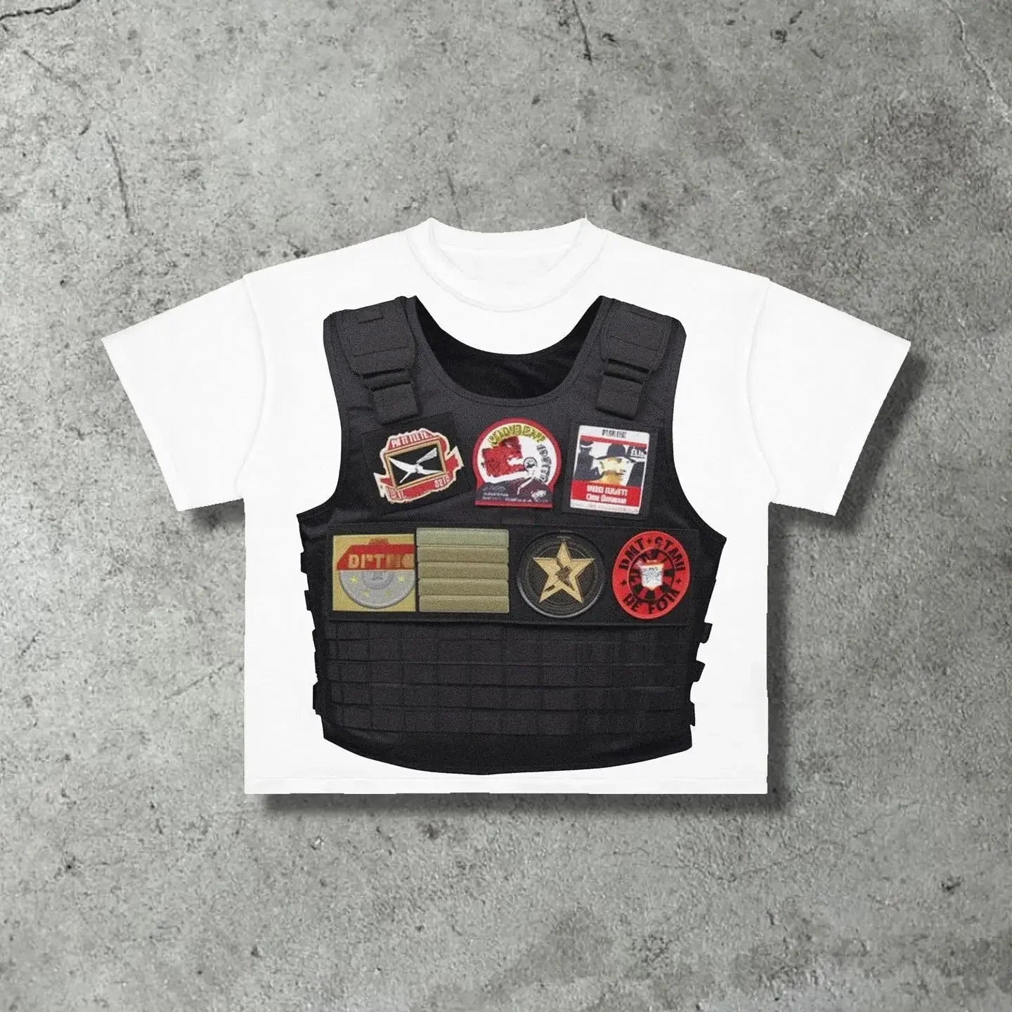 harajuku glitch t-shirt with layered anime block explosion