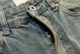 mens vintage ripped jeans distressed hole blue flared jeans trousers luxury designer male denim pants unique jeans style 1637