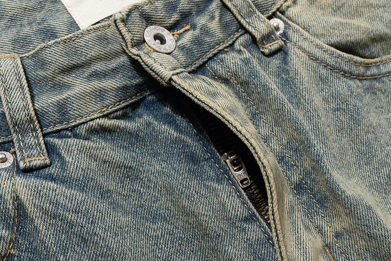 mens vintage ripped jeans distressed hole blue flared jeans trousers luxury designer male denim pants unique jeans style 1637
