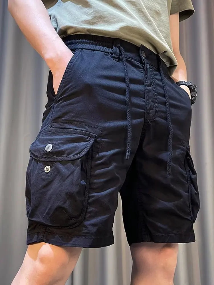 Men Trend Cargo Shorts Cotton High Quality Hot Sale Hip Hop Punk Wash Military Multi-pocket Casual Male's Outdoor Straight Short