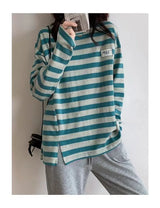 Y2k Vintage print – Design Niche Slit Striped Bottoming Shirt Women Autumn And W
